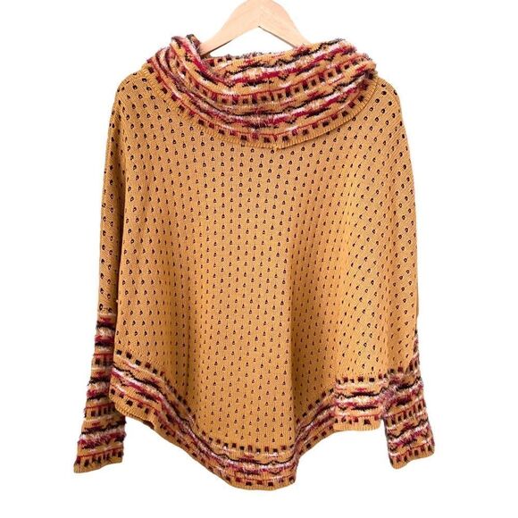 NEW Boho Shawl/Poncho Long Sleeve Sweater in One Size Made in Mexico - Picture 1 of 4